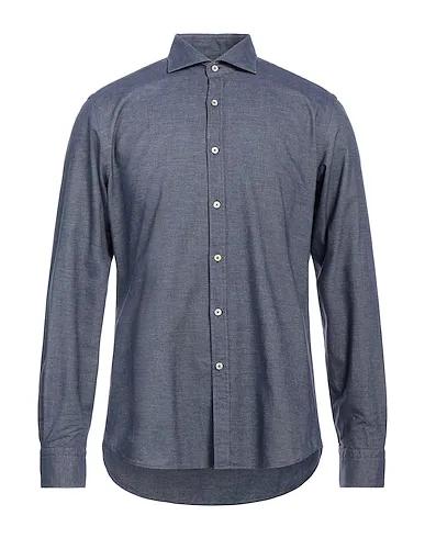 Blue Cotton twill Solid color shirt