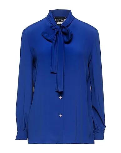 Blue Crêpe Shirts & blouses with bow
