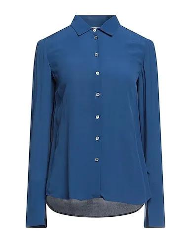 Blue Crêpe Solid color shirts & blouses
