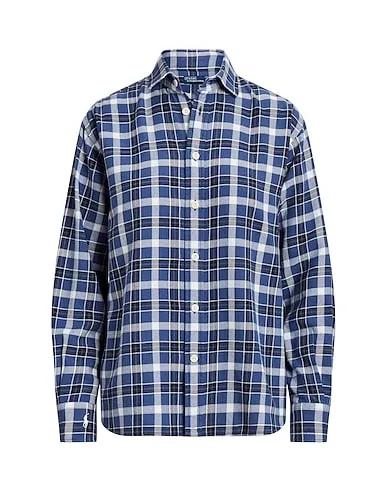 Blue Flannel Checked shirt RELAXED FIT PLAID COTTON SHIRT
