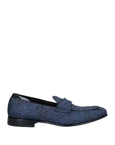 Blue Jacquard Loafers