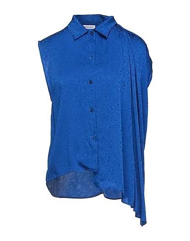 Blue Jacquard Solid color shirts & blouses