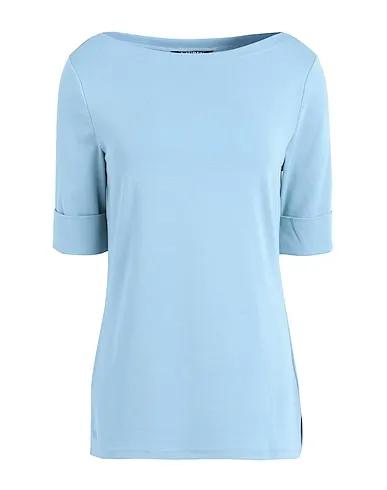 Blue Jersey Basic T-shirt COTTON BOATNECK TOP
