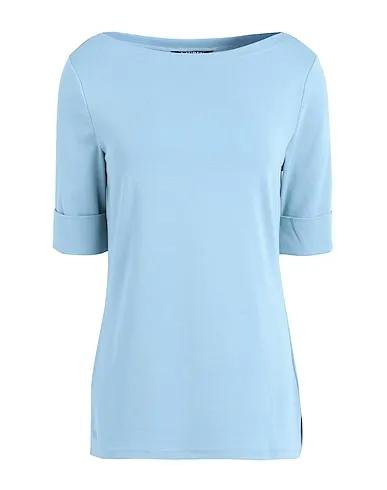Blue Jersey Basic T-shirt COTTON BOATNECK TOP