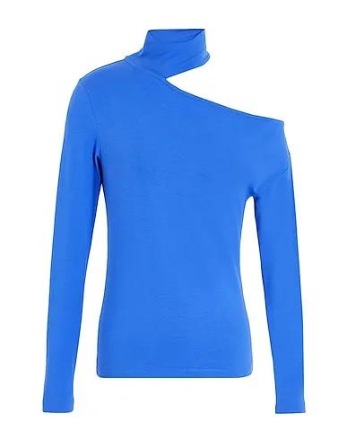 Blue Jersey One-shoulder top VISCOSE CUT-OUT L/SLEEVE TOP
