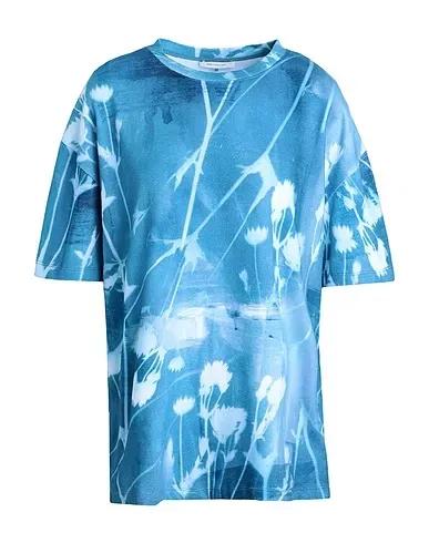 Blue Jersey Oversize-T-Shirt CYANOTYPE BRUSHSTROKE PRINT
