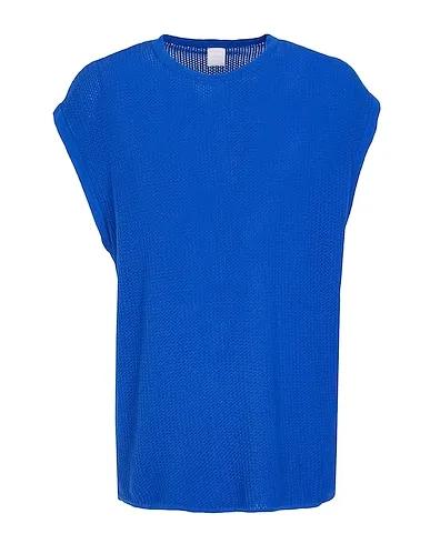 Blue Knitted Sleeveless sweater COTTON CREW-NECK VEST
