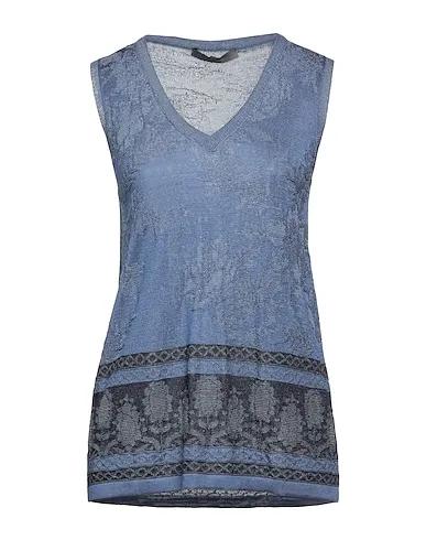 Blue Knitted Sleeveless sweater