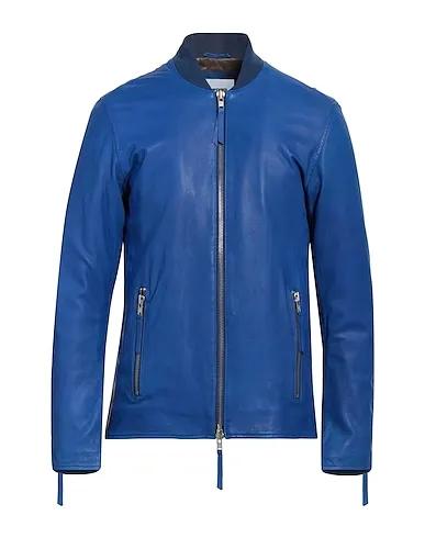 Blue Leather Biker jacket
