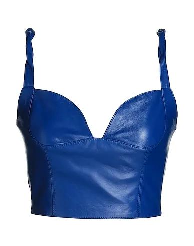 Blue Leather Top LEATHER BRALLETTE TOP