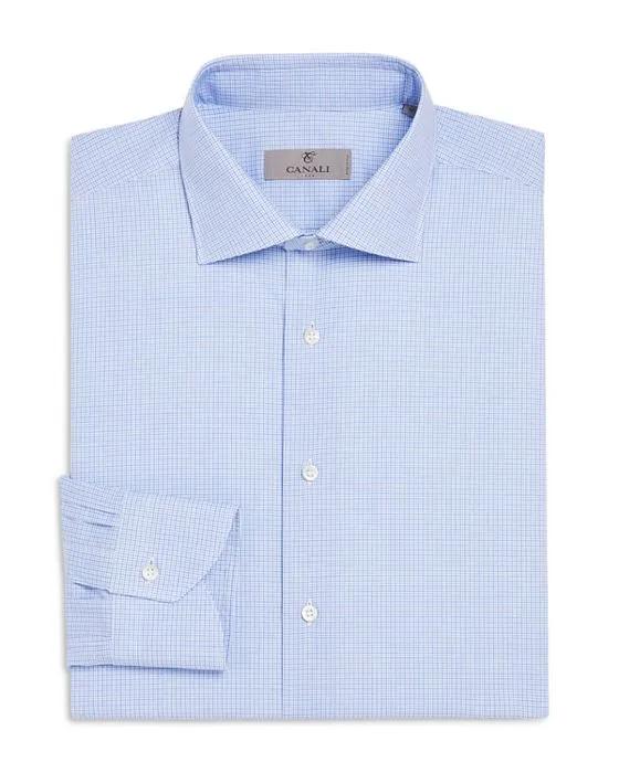 Blue Micro Check Modern Fit Dress Shirt 