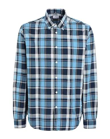 Blue Plain weave Checked shirt POPLIN MADRAS SHIRT 
