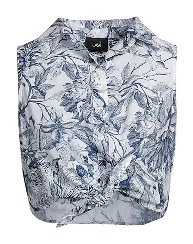 Blue Plain weave Floral shirts & blouses