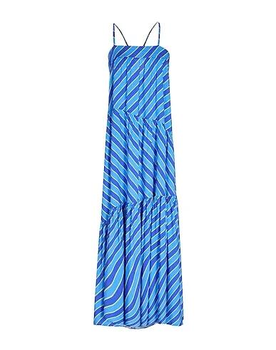 Blue Plain weave Long dress PRINTED SPAGHETTI MAXI DRESS
