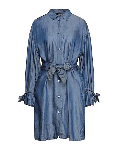 Blue Plain weave Office dress