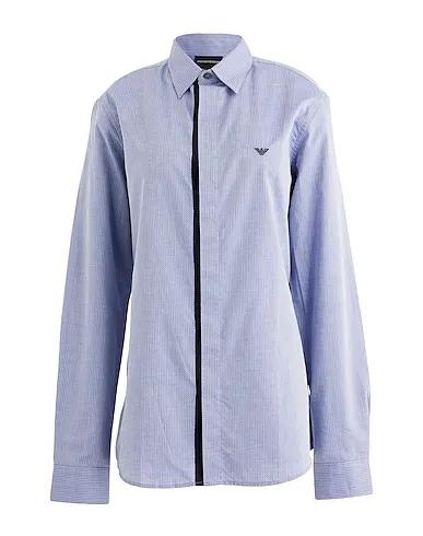 Blue Plain weave Patterned shirts & blouses