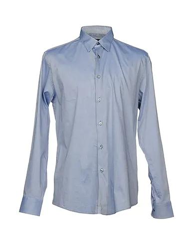Blue Plain weave Solid color shirt