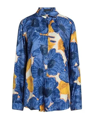 Blue Satin Floral shirts & blouses
