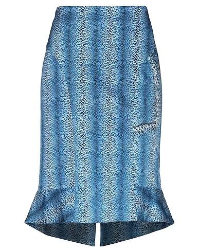 Blue Satin Midi skirt