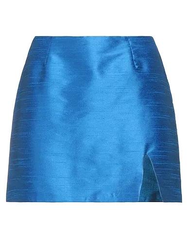 Blue Silk shantung Mini skirt