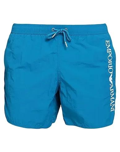 Blue Techno fabric Swim shorts BOXER EMBROIDERY LOGO
