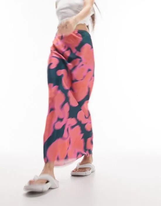 blurred poppy maxi skirt in multi