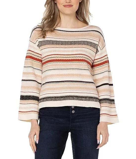 Boatneck Textured Stripe Sweater