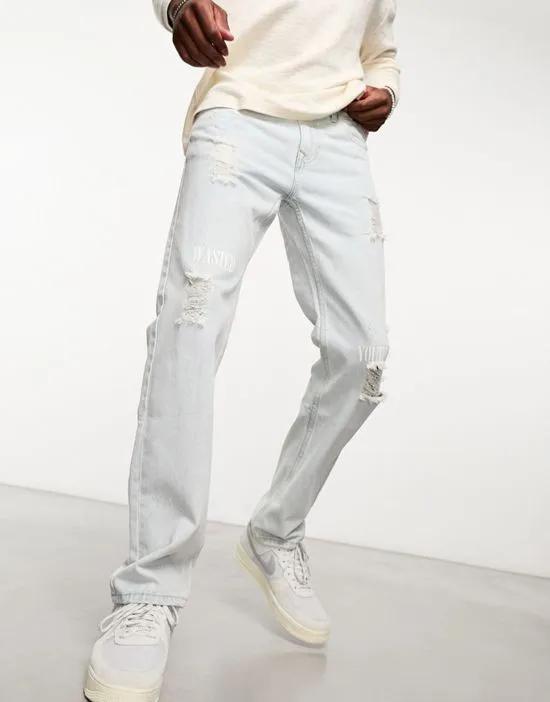 Bob straight jeans with rips in light blue