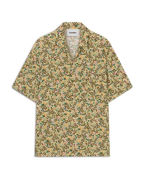Bodil Floral Print Loose Fit Button Down Camp Shirt