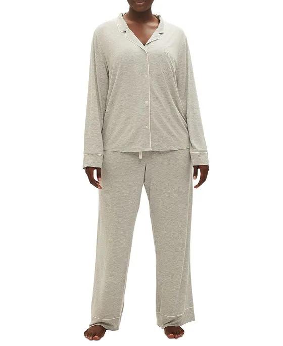 Body Women's 2-Pc. Notched-Collar Long-Sleeve Pajamas Set