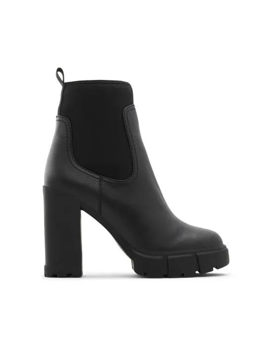Bolder leather chunky heeled ankle boots in black
