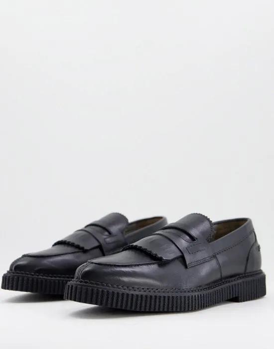 Bolongaro Trevor leather fringed loafer shoes with ridge sole