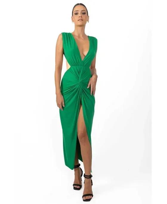 Bonnie Women's Backless Dress In Green