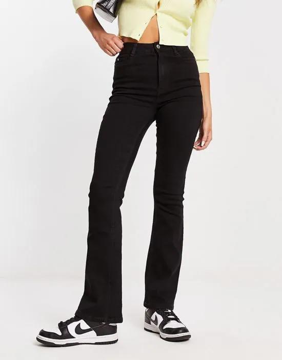 boot cut flared high rise jeans in black