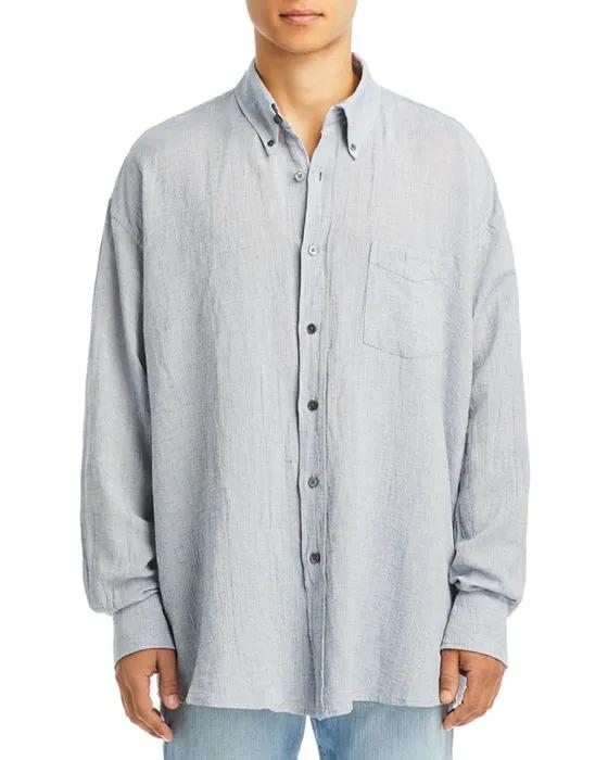 Borrowed Cotton Blend Oversized Fit Button Down Shirt 