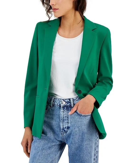 BOSS Women's Solid-Color Notch-Lapel One-Button Blazer
