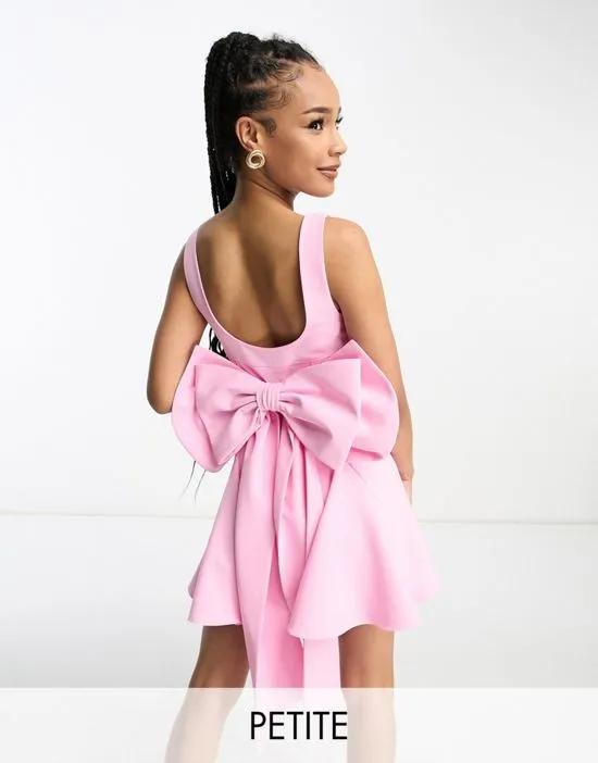 bow back mini dress in pastel pink