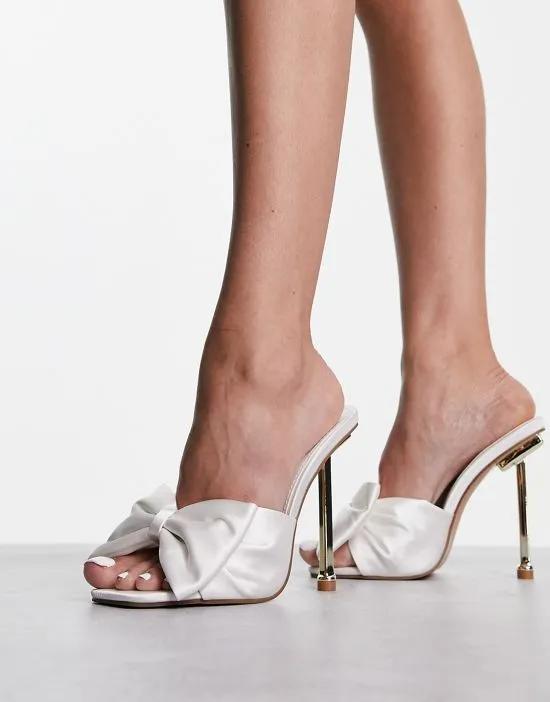 bow heeled sandals in white
