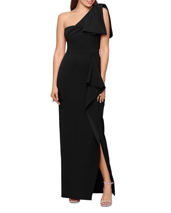 Bow One Shoulder Column Gown - 100% Exclusive