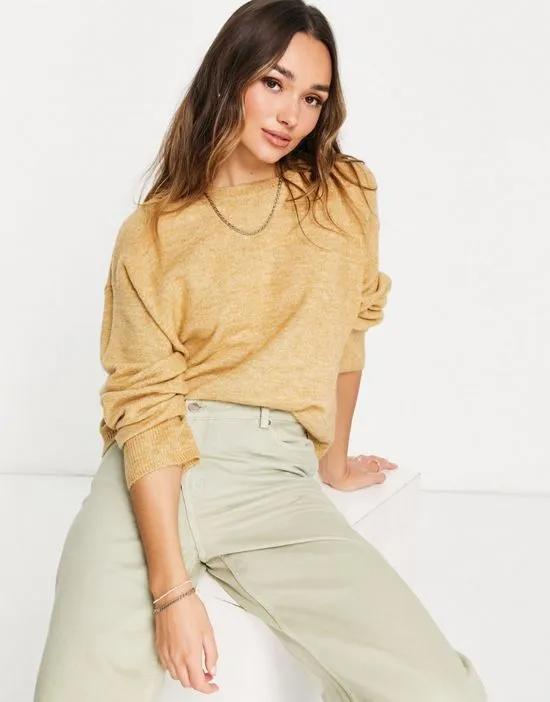 boxy chuck on sweater in camel