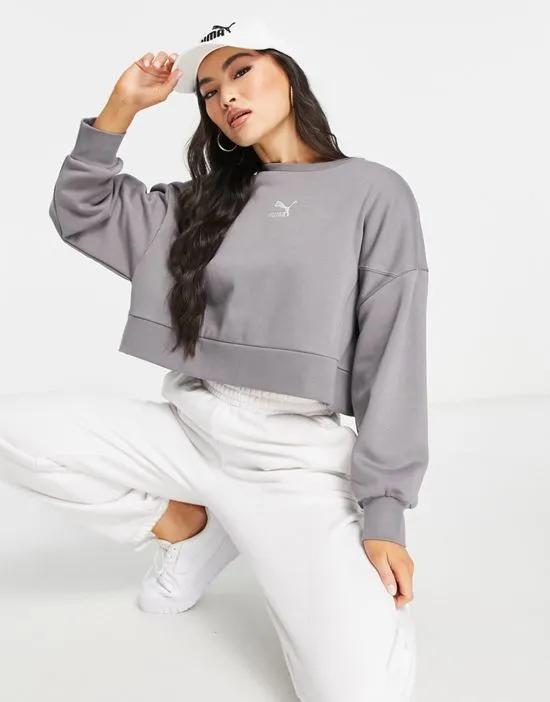 boxy cropped sweatshirt in storm gray - exclusive to ASOS