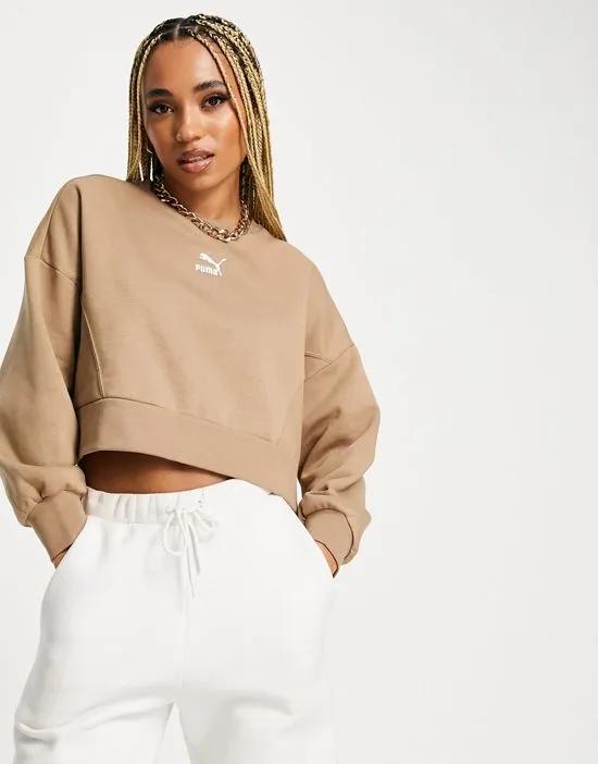 boxy cropped sweatshirt in tan - Exclusive to ASOS