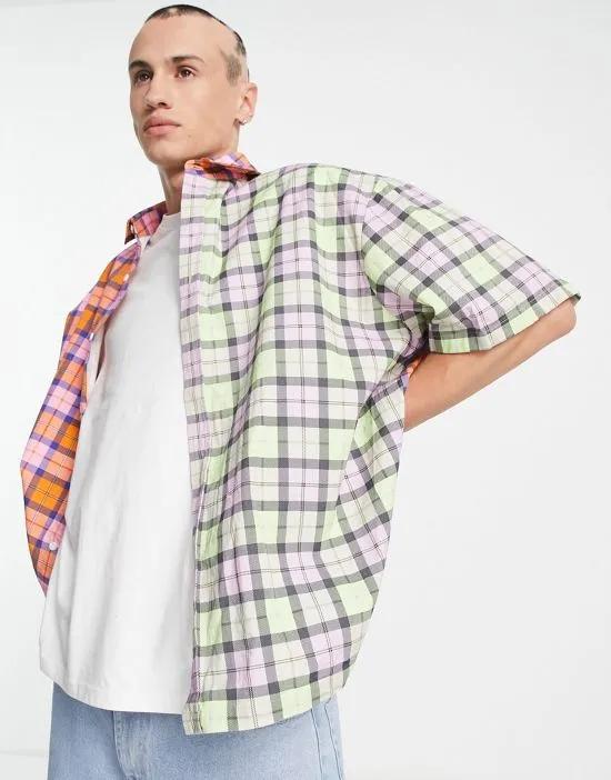 boxy oversized shirt in bright patchwork check