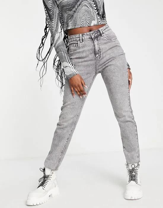 Brenda straight leg jeans in washed gray denim