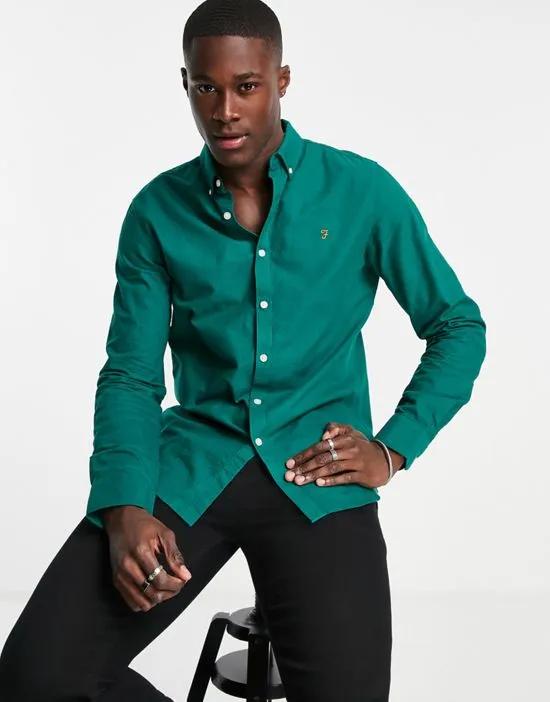 Brewer cotton long sleeve shirt in green