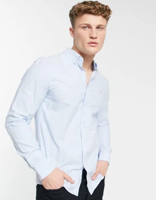 Brewer slim fit cotton oxford shirt in blue