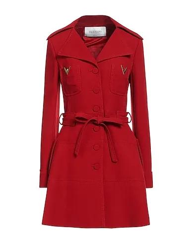 Brick red Cool wool Full-length jacket