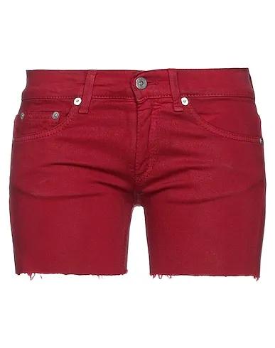 Brick red Cotton twill Denim shorts