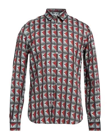 Brick red Cotton twill Patterned shirt