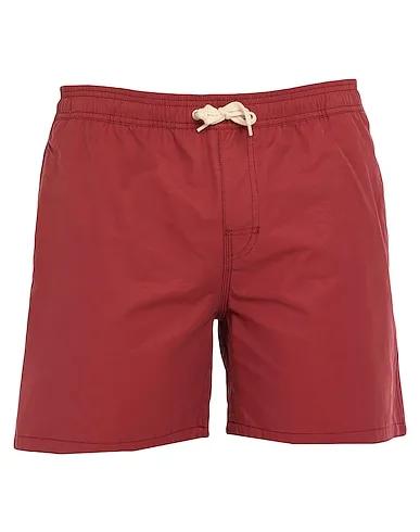 Brick red Cotton twill Swim shorts